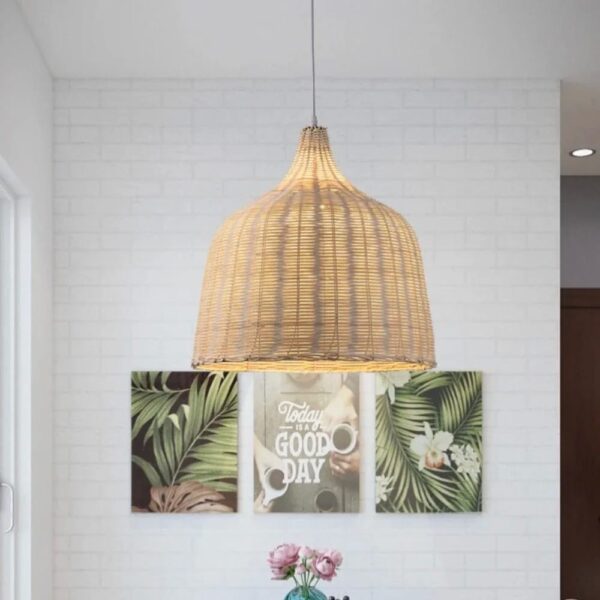 Suspension luminaire naturelle en rotin tressé artisanalement