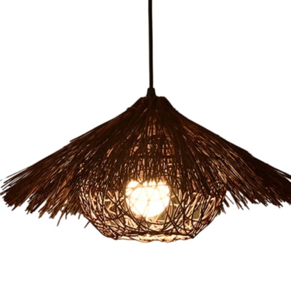 Suspension artisanale en rotin naturel d'inspiration asiatique