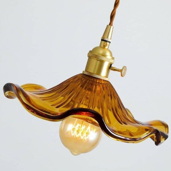 Suspension florale en verre et cuivre