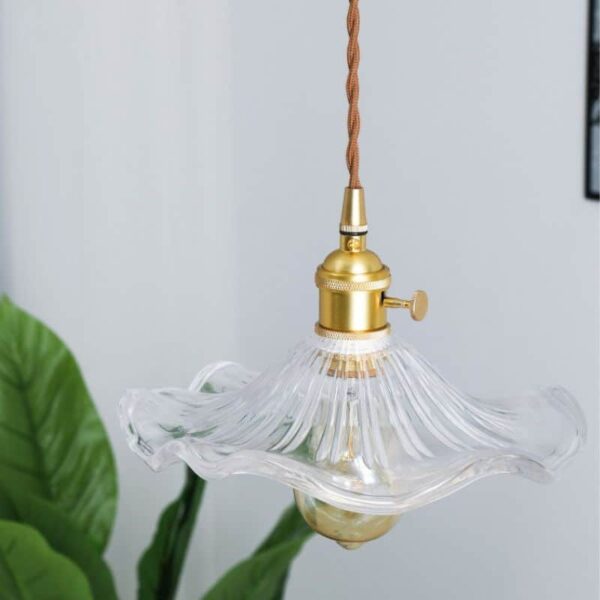 Suspension florale en verre et cuivre