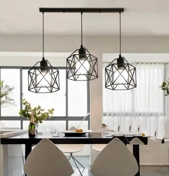 Suspension luminaire style rétro en noir