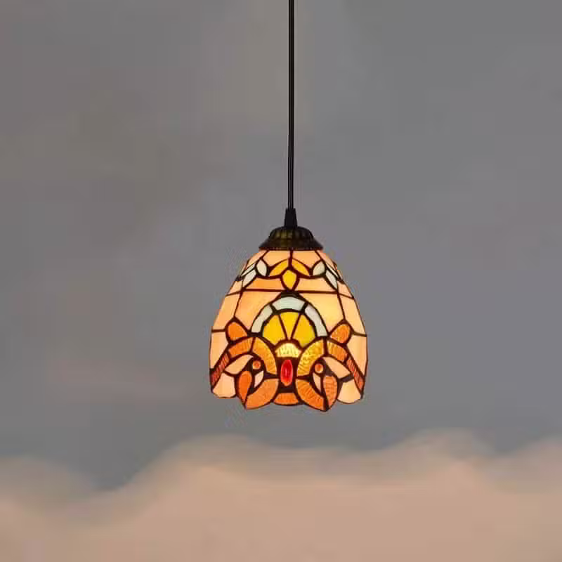 Suspension artisanale ambrée style Tiffany