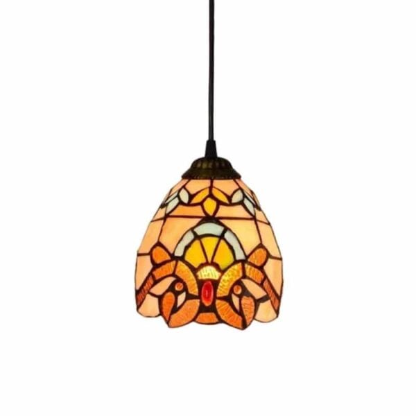 Suspension artisanale ambrée style Tiffany