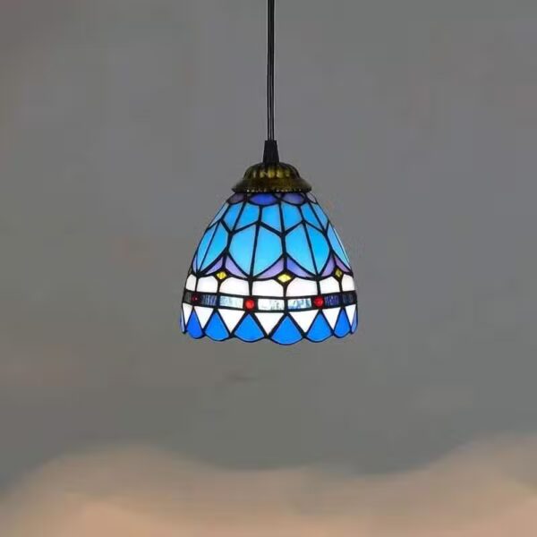 Handgefertigte Hängeleuchte Glas Tiffany Azur