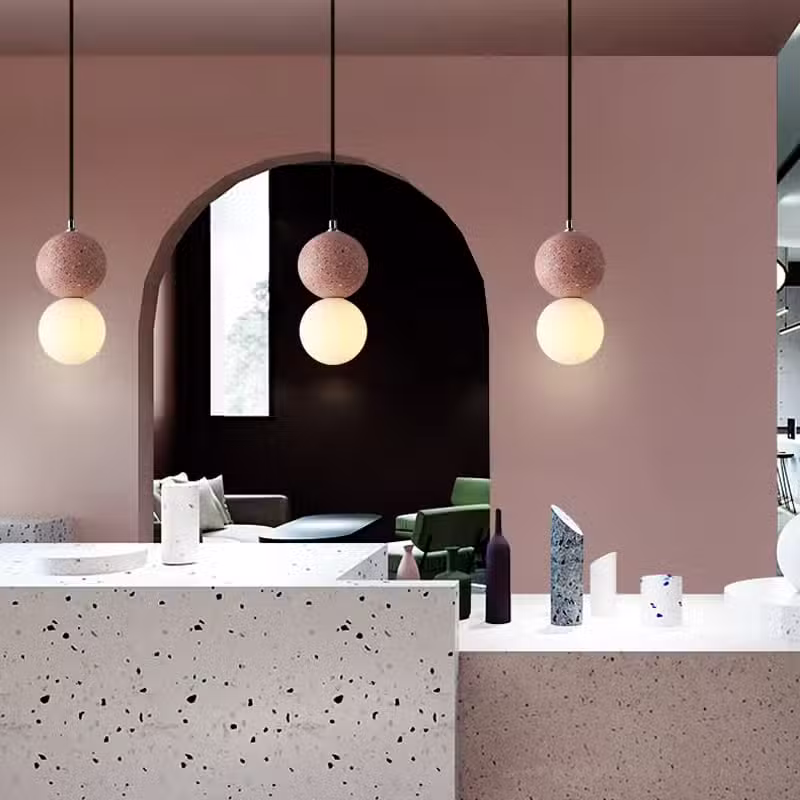 Suspension luminaire LED en verre minéral style nordique
