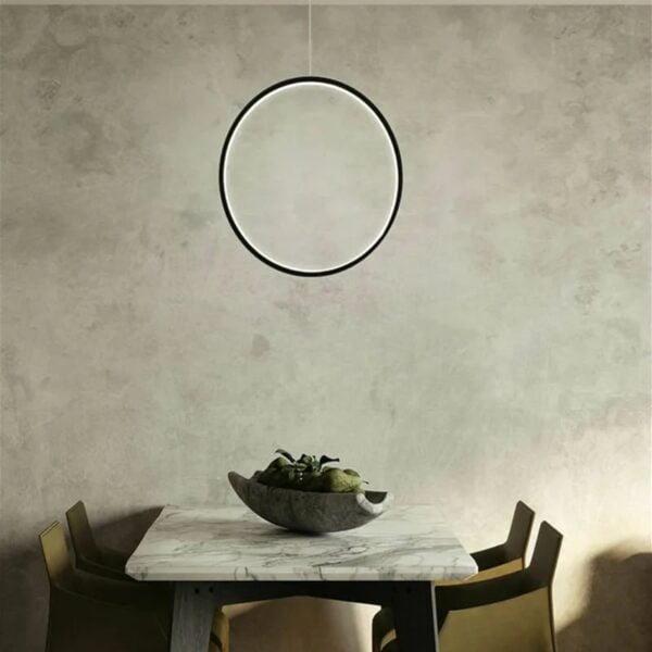 Moderne ringförmige Pendelleuchte in mattschwarzem Finish