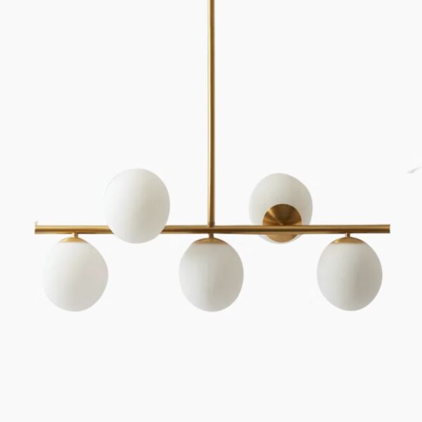 Suspension design contemporaine : cinq globes lumineux LED