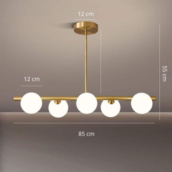 Suspension design contemporaine : cinq globes lumineux LED