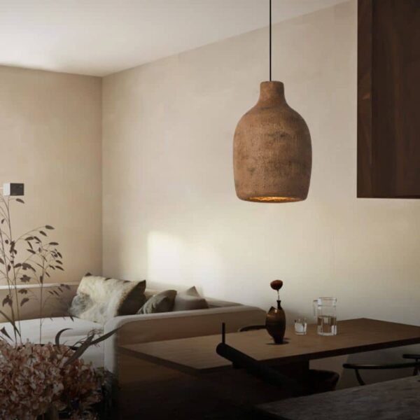Suspension design épurée en résine naturelle marron