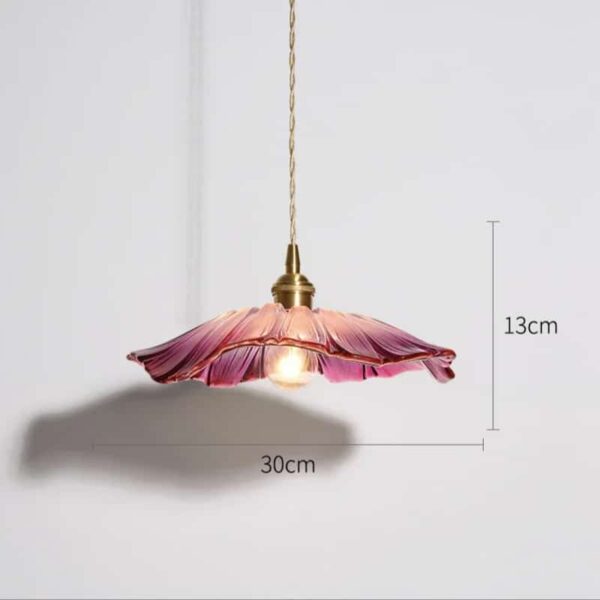 Suspension florale en verre violet et cuivre doré