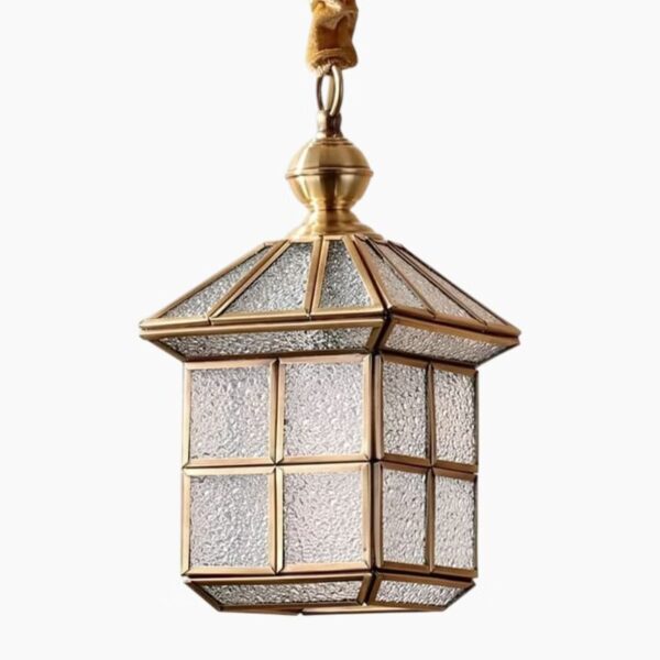 Vintage-Laternen-Hängeleuchte in goldfarbenem Kupferfinish