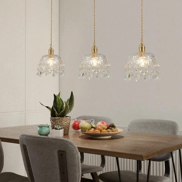 Suspension luminaire artisanale en pierre de verre