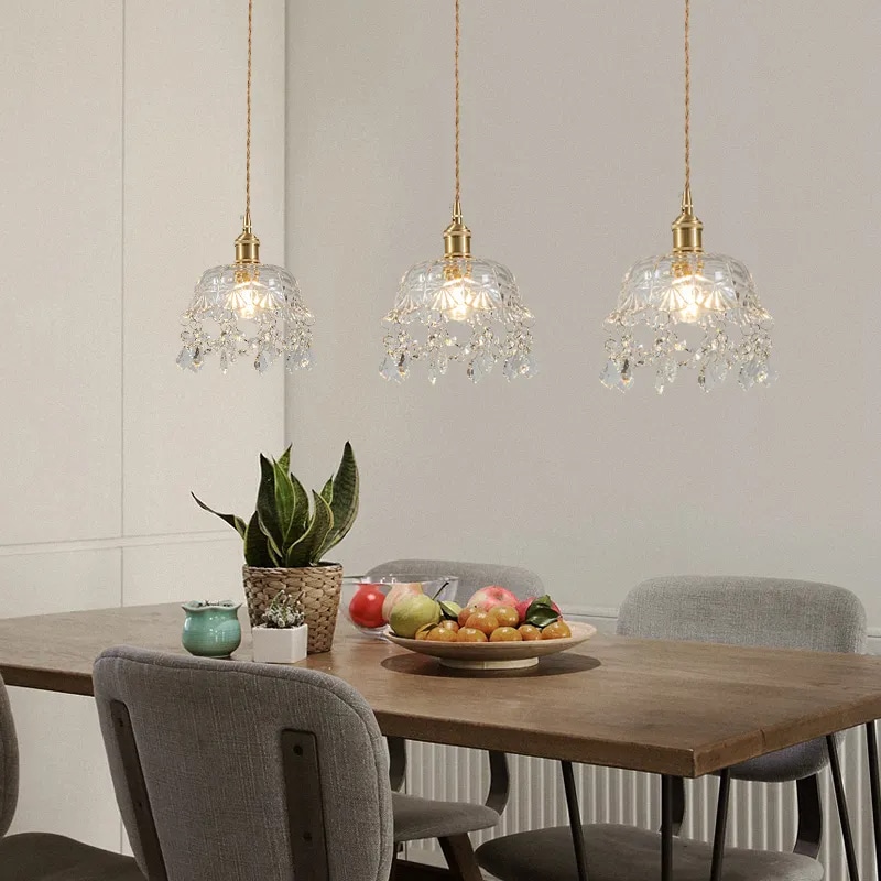 Suspension luminaire artisanale en pierre de verre