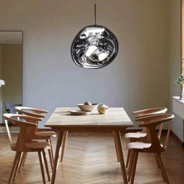 Suspension luminaire asymétrique aux courbes fluides