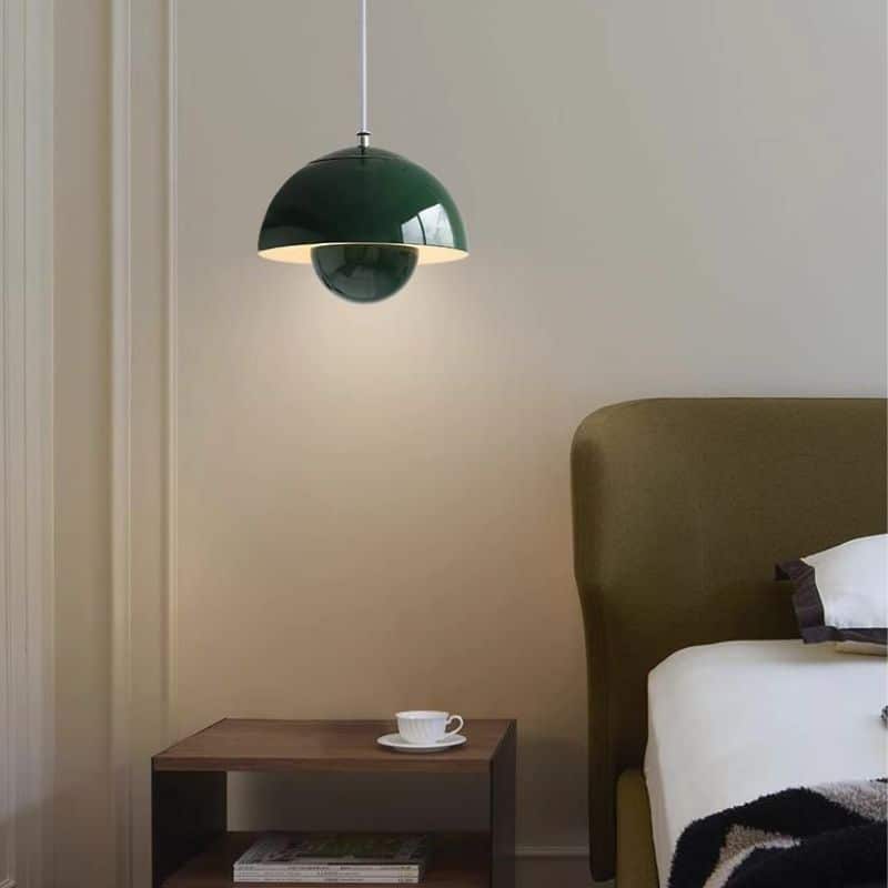 Suspension luminaire champignon en métal brossé