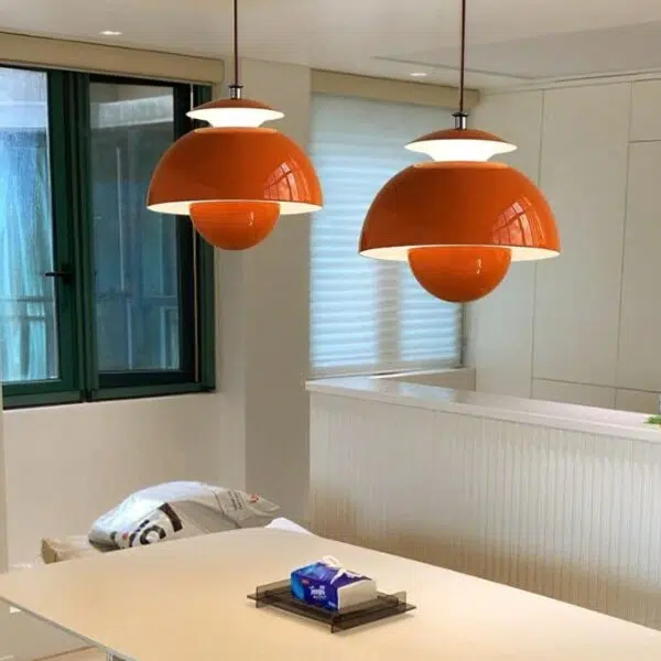Suspension luminaire champignon en métal brossé