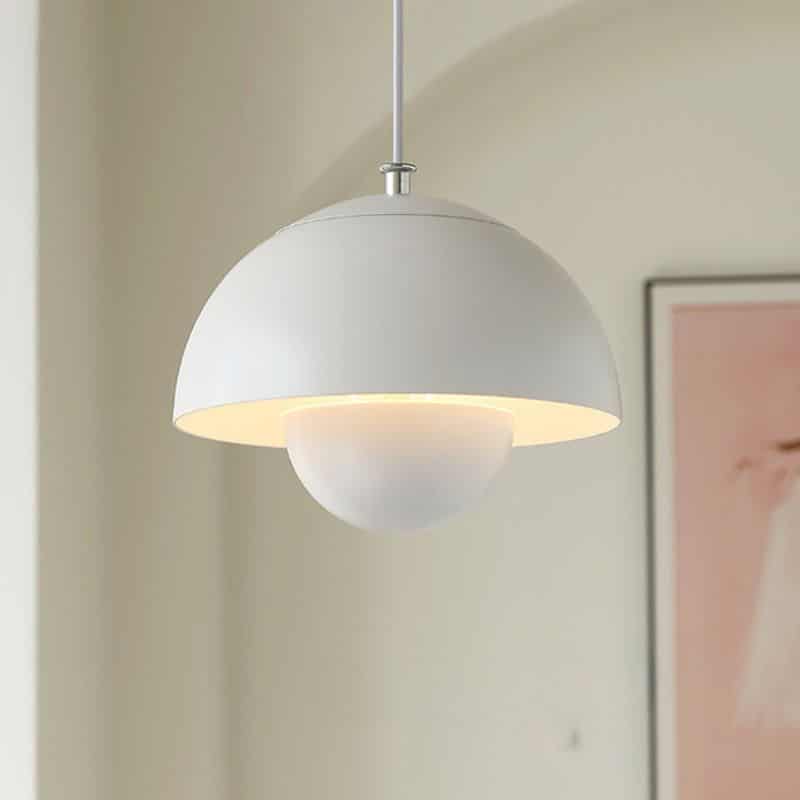 Suspension luminaire champignon en métal brossé
