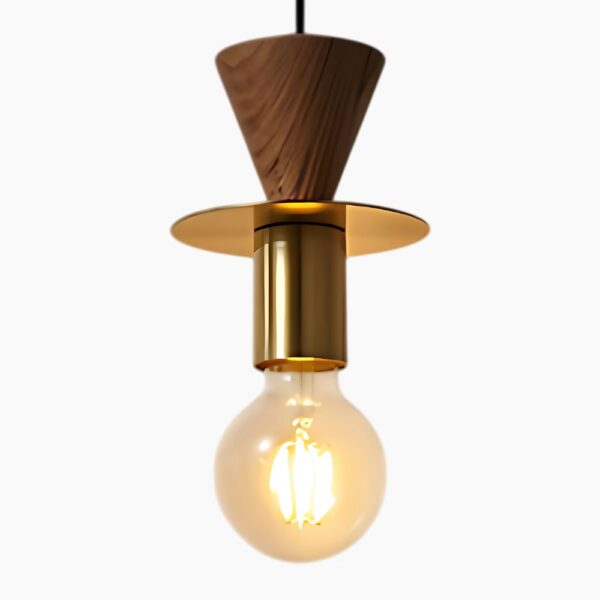 Suspension nordique en bois précieux et finitions cuivrées