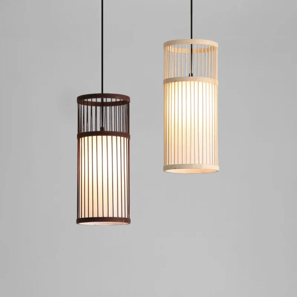 Suspension artisanale en bambou d'inspiration orientale