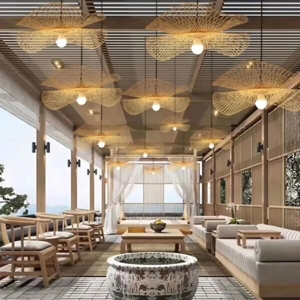 Suspension artisanale en bambou d'inspiration zen