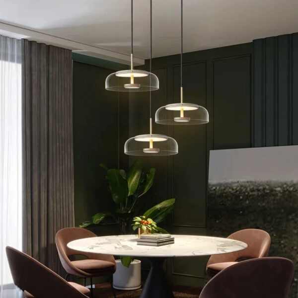 Suspension contemporaine avec diffuseur en verre noble