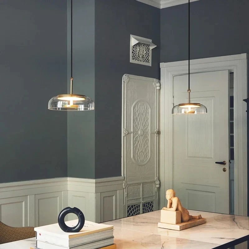 Suspension contemporaine avec diffuseur en verre noble