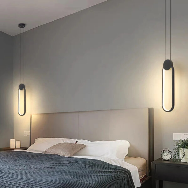 Moderne kreisförmige Hängeleuchte in mattschwarzem Finish