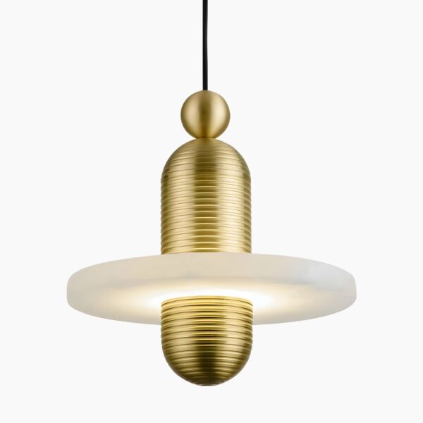 Moderne Hängeleuchte aus Marmor und Goldfinish