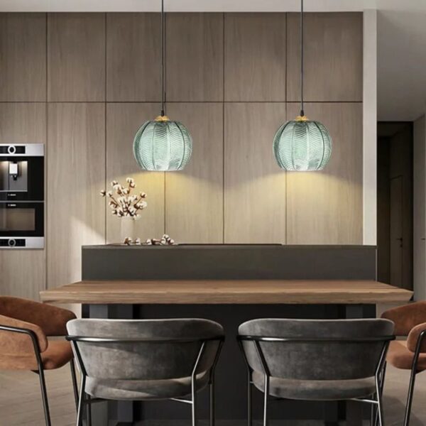 Suspension contemporaine en pierre de verre pour espace repas