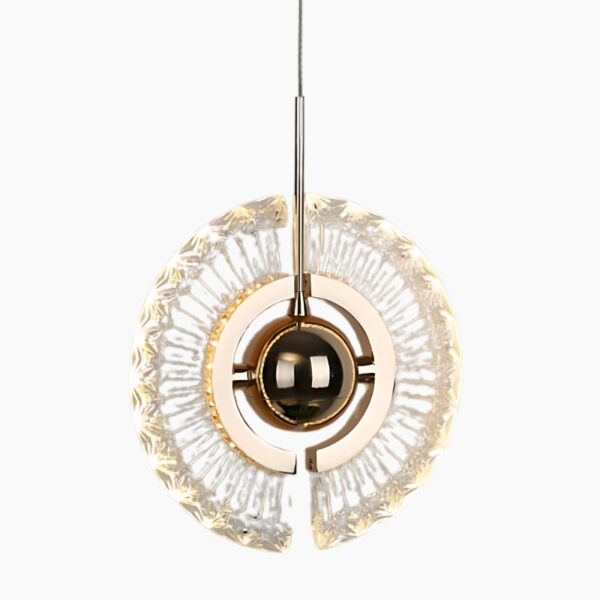 Moderne, drehbare Pendelleuchte mit goldenen Verzierungen