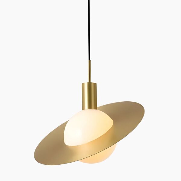 Goldene, ringförmige LED-Hängeleuchte mit himmlischer Inspiration