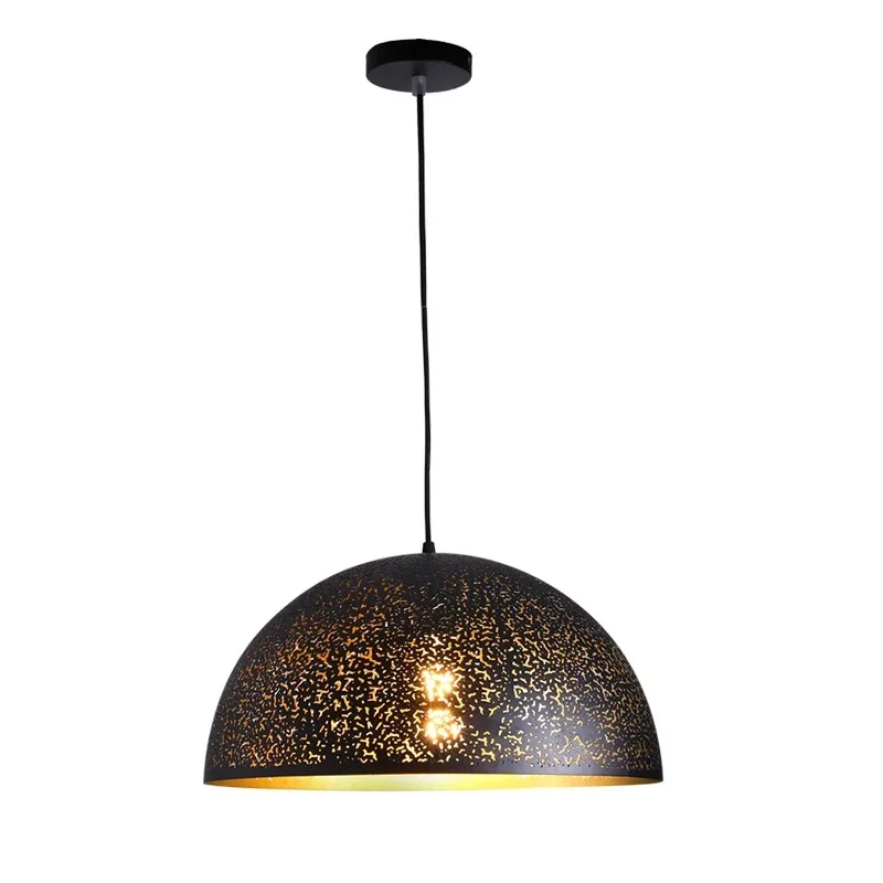Suspension LED contemporaine hémisphérique noire