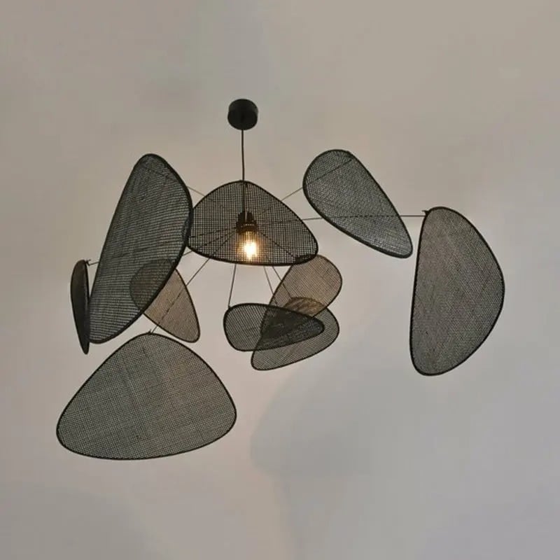 Suspension artisanale en rotin noir inspiration zen