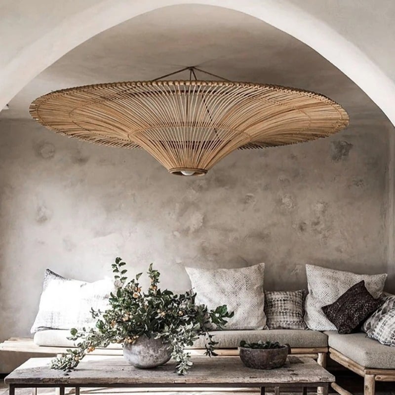 Suspension Lumineuse Artisanale en Rotin Naturel