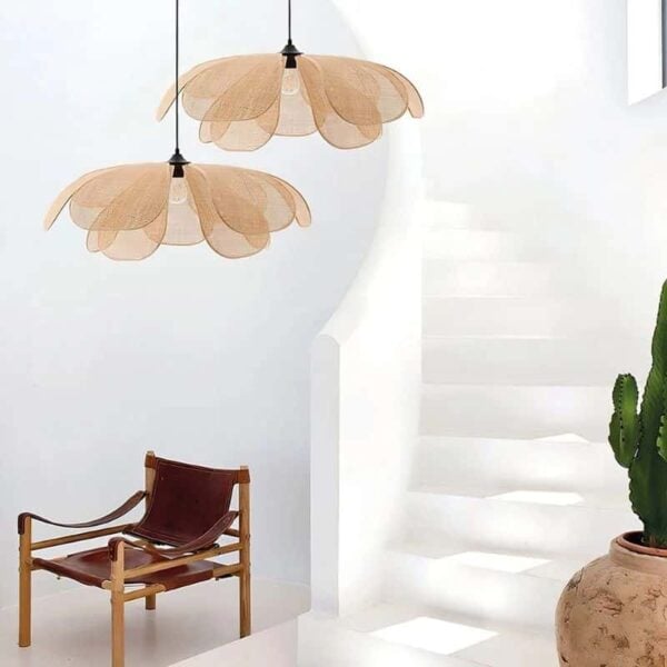 Suspension artisanale en rotin naturel, inspiration zen