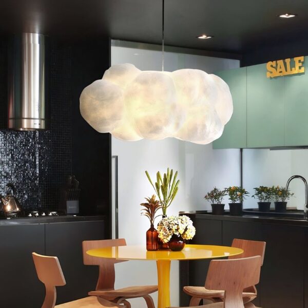 Suspension LED artistique nuage pour intérieur contemporain