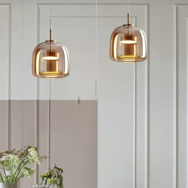 Suspension LED contemporaine en verre épuré