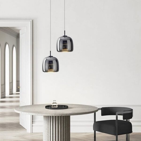 Suspension LED contemporaine en verre épuré