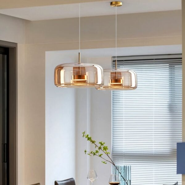 Suspension LED contemporaine en verre épuré