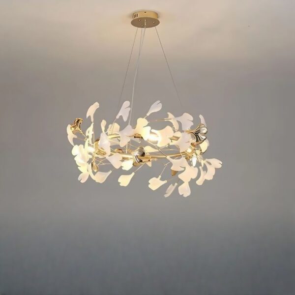Suspension luminaire organique aux feuilles délicates
