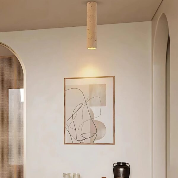 Suspension cylindrique en travertin naturel