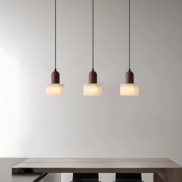 Suspension LED en marbre naturel d'inspiration vintage