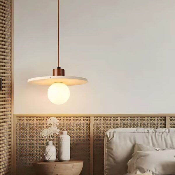 Suspension LED en Travertin, Design Contemporain