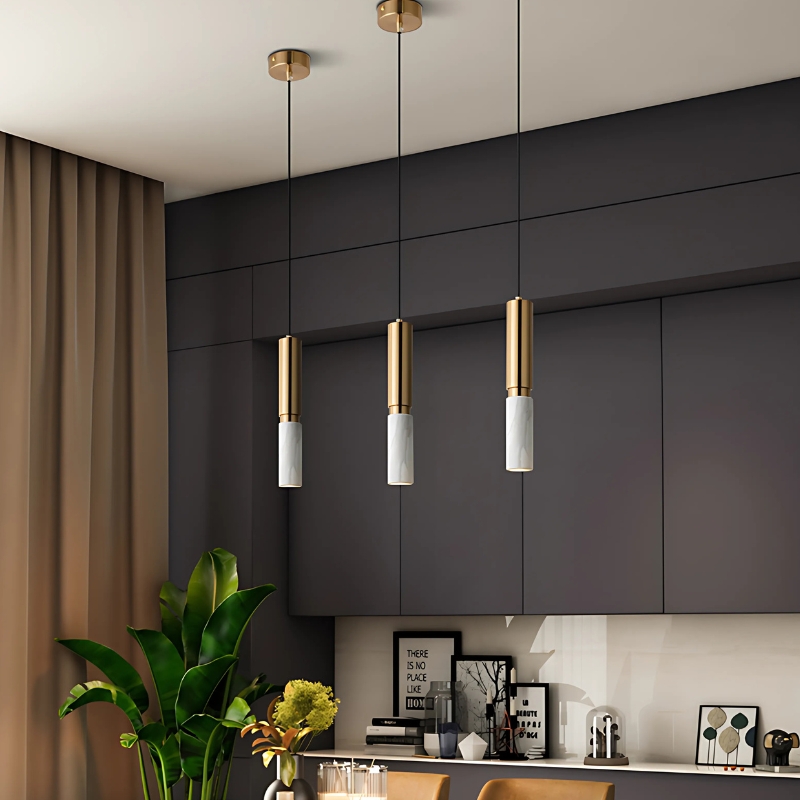 Suspension LED en marbre, signature contemporaine raffinée