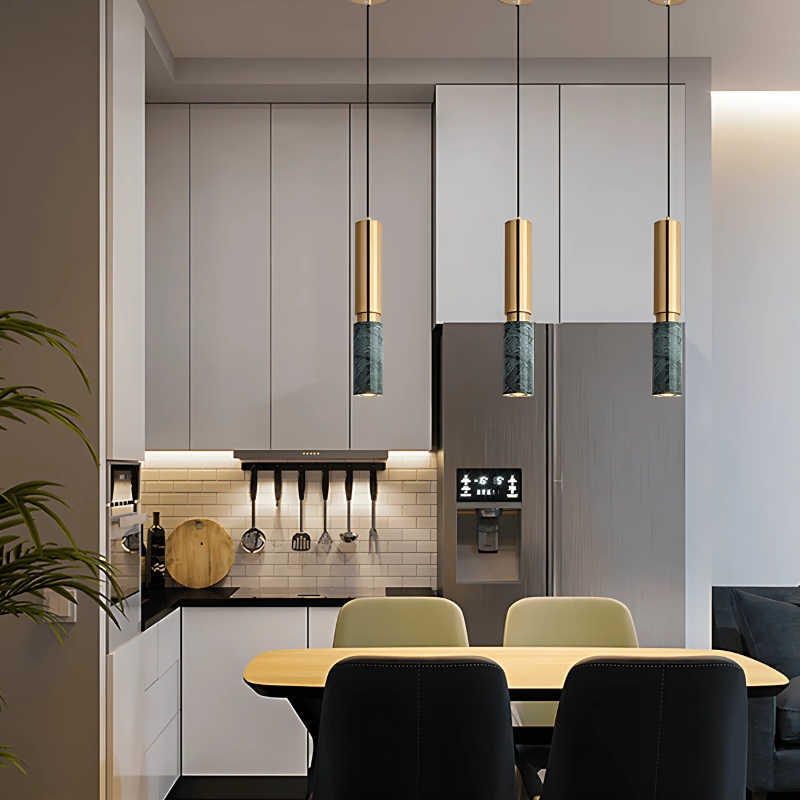 Suspension LED en marbre, signature contemporaine raffinée