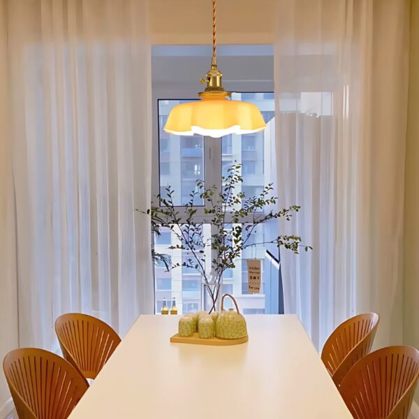 Suspension luminaire fleurie en verre style nordique