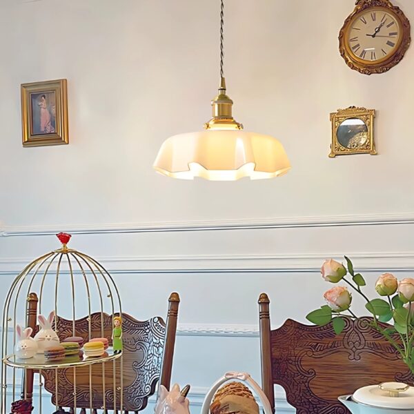 Suspension luminaire fleurie en verre style nordique