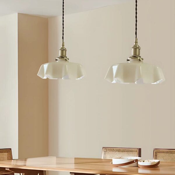 Suspension luminaire fleurie en verre style nordique