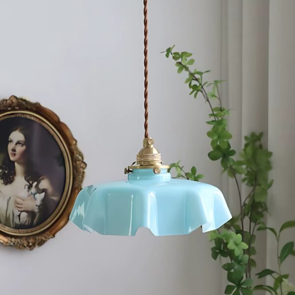 Suspension luminaire fleurie en verre style nordique