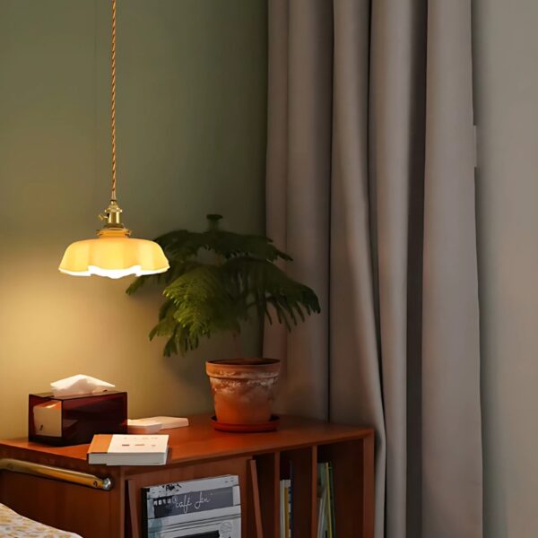 Suspension luminaire fleurie en verre style nordique